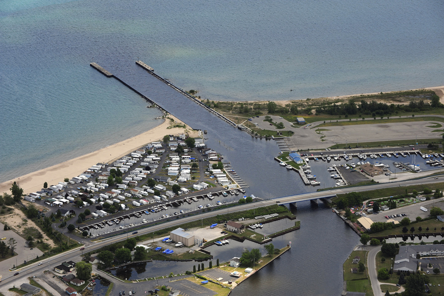 Aerial view of Au Sable Harbor