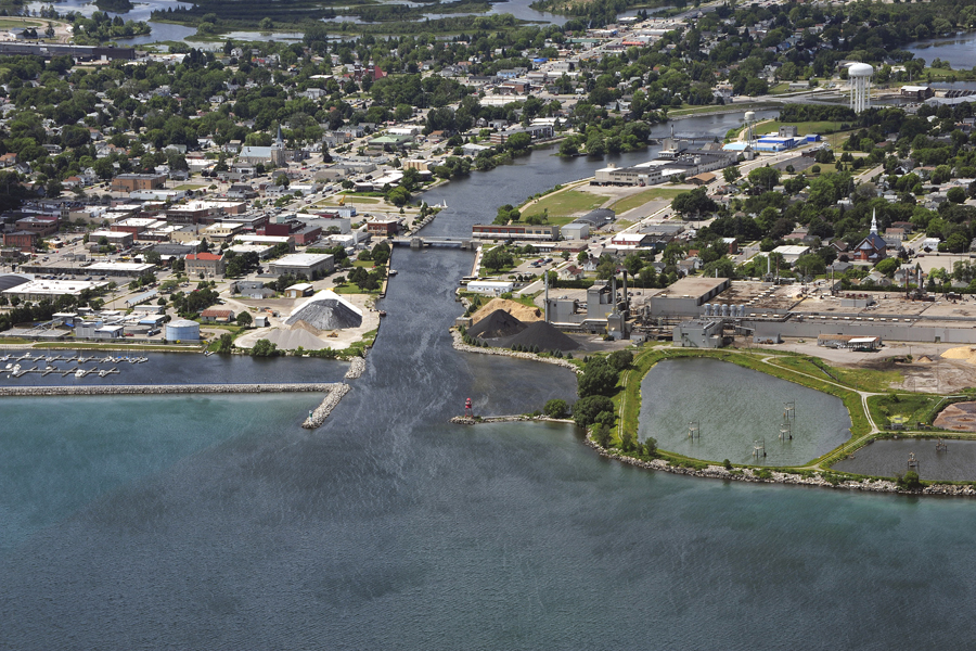 Aerial view of Alpena Harbor